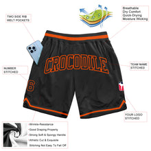 Load image into Gallery viewer, Custom Black Black-Orange Authentic Throwback Basketball Shorts