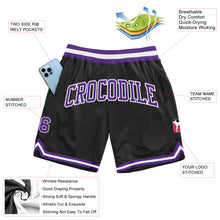 Загрузить изображение в средство просмотра галереи, Custom Black Purple-White Authentic Throwback Basketball Shorts