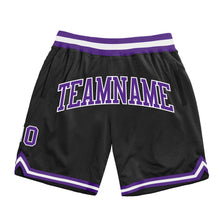 Загрузить изображение в средство просмотра галереи, Custom Black Purple-White Authentic Throwback Basketball Shorts