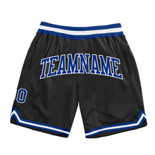 Загрузить изображение в средство просмотра галереи, Custom Black Royal-White Authentic Throwback Basketball Shorts
