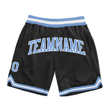 Загрузить изображение в средство просмотра галереи, Custom Black Light Blue-White Authentic Throwback Basketball Shorts