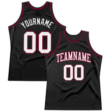 Загрузить изображение в средство просмотра галереи, Custom Black White-Maroon Authentic Throwback Basketball Jersey