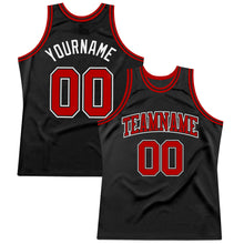 Загрузить изображение в средство просмотра галереи, Custom Black Red-White Authentic Throwback Basketball Jersey