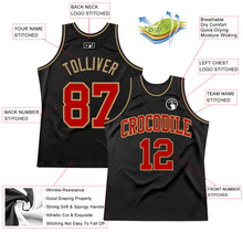Загрузить изображение в средство просмотра галереи, Custom Black Red-Old Gold Authentic Throwback Basketball Jersey