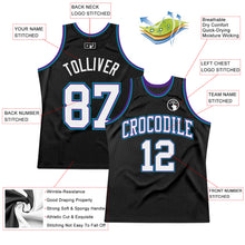 Загрузить изображение в средство просмотра галереи, Custom Black White Purple-Teal Authentic Throwback Basketball Jersey