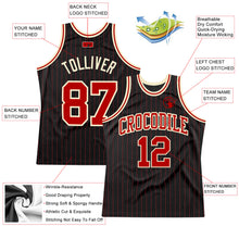 Charger l'image dans la galerie, Custom Black Red Pinstripe Red-Cream Authentic Basketball Jersey