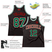 Загрузить изображение в средство просмотра галереи, Custom Black Red Pinstripe Kelly Green-Red Authentic Basketball Jersey