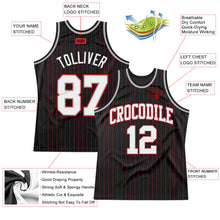 Laden Sie das Bild in den Galerie-Viewer, Custom Black Red Pinstripe White Gray-Red Authentic Basketball Jersey