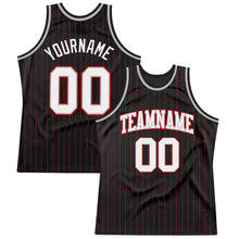 Laden Sie das Bild in den Galerie-Viewer, Custom Black Red Pinstripe White Gray-Red Authentic Basketball Jersey