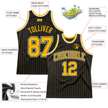 Charger l'image dans la galerie, Custom Black Gold Pinstripe Gold-Black Authentic Basketball Jersey
