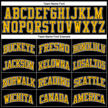 Charger l'image dans la galerie, Custom Black Gold Pinstripe Gold-Black Authentic Basketball Jersey