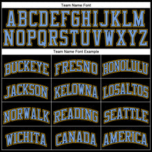Загрузить изображение в средство просмотра галереи, Custom Black Gold Pinstripe Light Blue-Gold Authentic Basketball Jersey