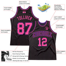 Charger l'image dans la galerie, Custom Black Pink Pinstripe Pink-Purple Authentic Basketball Jersey