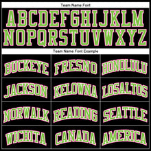 Load image into Gallery viewer, Custom Black Pink Pinstripe Pink-Neon Green Authentic Basketball Jersey