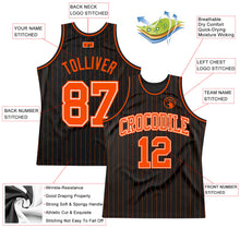 Load image into Gallery viewer, Custom Black Orange Pinstripe Orange-White Authentic Basketball Jersey
