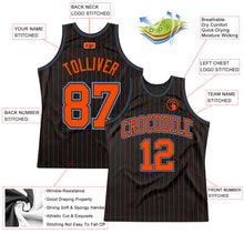 Laden Sie das Bild in den Galerie-Viewer, Custom Black Orange Pinstripe Orange-Light Blue Authentic Basketball Jersey