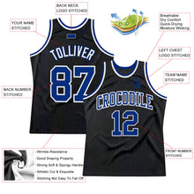 Laden Sie das Bild in den Galerie-Viewer, Custom Black Royal Pinstripe Royal-White Authentic Basketball Jersey
