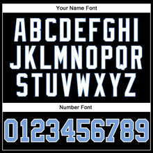 Load image into Gallery viewer, Custom Black Light Blue Pinstripe Light Blue-White Authentic Basketball Jersey