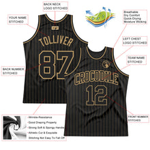Charger l'image dans la galerie, Custom Black Old Gold Pinstripe Black-Old Gold Authentic Basketball Jersey