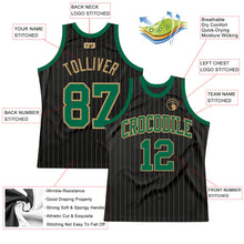 Load image into Gallery viewer, Custom Black Old Gold Pinstripe Kelly Green-Old Gold Authentic Basketball Jersey