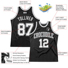 Load image into Gallery viewer, Custom Black Gray Pinstripe White-Gray Authentic Basketball Jersey