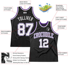 Laden Sie das Bild in den Galerie-Viewer, Custom Black Gray Pinstripe White-Purple Authentic Basketball Jersey
