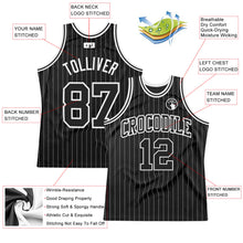 Load image into Gallery viewer, Custom Black White Pinstripe Black-White Authentic Basketball Jersey