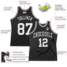 Laden Sie das Bild in den Galerie-Viewer, Custom Black White Pinstripe White Authentic Basketball Jersey