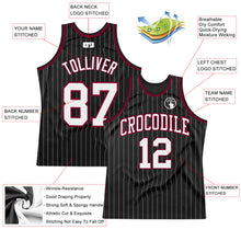 Load image into Gallery viewer, Custom Black White Pinstripe White-Maroon Authentic Basketball Jersey
