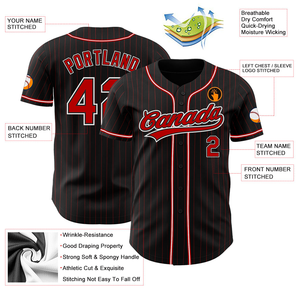 Cheap Custom Gray Black Pinstripe Red-White Authentic Baseball Jersey Free  Shipping – CustomJerseysPro