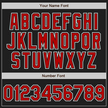 Load image into Gallery viewer, Custom Black Red Pinstripe Red-White Authentic Baseball Jersey