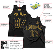 Load image into Gallery viewer, Custom Black Old Gold Authentic Throwback Basketball Jersey