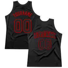 Load image into Gallery viewer, Custom Black Red Authentic Throwback Basketball Jersey
