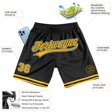 Load image into Gallery viewer, Custom Black Gold-White Authentic Throwback Basketball Shorts