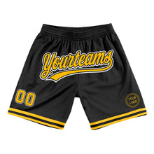 Load image into Gallery viewer, Custom Black Gold-White Authentic Throwback Basketball Shorts