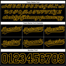 Load image into Gallery viewer, Custom Black Gold Authentic Throwback Basketball Shorts