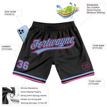 Load image into Gallery viewer, Custom Black Light Blue-Pink Authentic Throwback Basketball Shorts