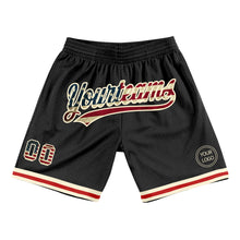 Load image into Gallery viewer, Custom Black Vintage USA Flag-Cream Authentic Throwback Basketball Shorts