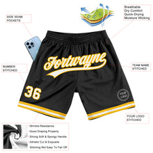 Загрузить изображение в средство просмотра галереи, Custom Black White-Gold Authentic Throwback Basketball Shorts
