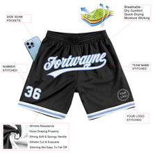 Загрузить изображение в средство просмотра галереи, Custom Black White-Light Blue Authentic Throwback Basketball Shorts