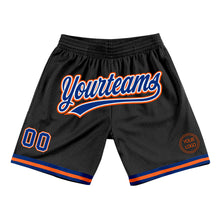Загрузить изображение в средство просмотра галереи, Custom Black Royal-Orange Authentic Throwback Basketball Shorts