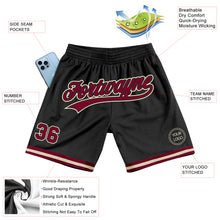 Загрузить изображение в средство просмотра галереи, Custom Black Maroon-Cream Authentic Throwback Basketball Shorts