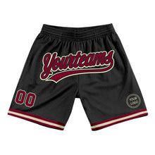 Загрузить изображение в средство просмотра галереи, Custom Black Maroon-Cream Authentic Throwback Basketball Shorts