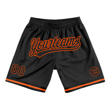 Загрузить изображение в средство просмотра галереи, Custom Black Orange Authentic Throwback Basketball Shorts