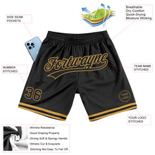 Загрузить изображение в средство просмотра галереи, Custom Black Old Gold Authentic Throwback Basketball Shorts