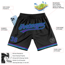 Загрузить изображение в средство просмотра галереи, Custom Black Purple-Teal Authentic Throwback Basketball Shorts