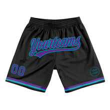 Загрузить изображение в средство просмотра галереи, Custom Black Purple-Teal Authentic Throwback Basketball Shorts