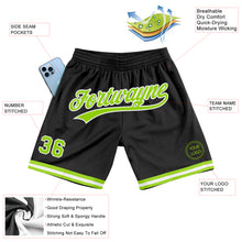 Загрузить изображение в средство просмотра галереи, Custom Black Neon Green-White Authentic Throwback Basketball Shorts