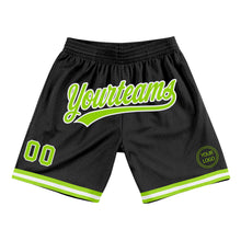 Загрузить изображение в средство просмотра галереи, Custom Black Neon Green-White Authentic Throwback Basketball Shorts