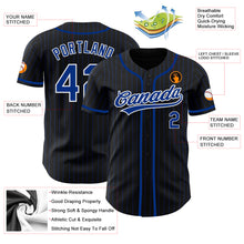 Load image into Gallery viewer, Custom Black Royal Pinstripe Royal-White Authentic Baseball Jersey